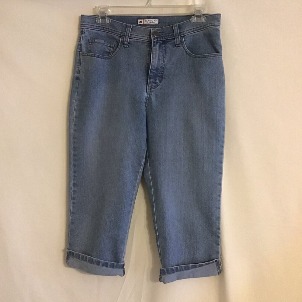LEE Classic Fit 5-Pocket Medium Blue Wash Mid-Rise Denim Capri Pants SIZE 6